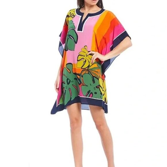Trina Turk Theodora Silk Caftan in Tropical Print Size XS/S - Picture 1 of 4